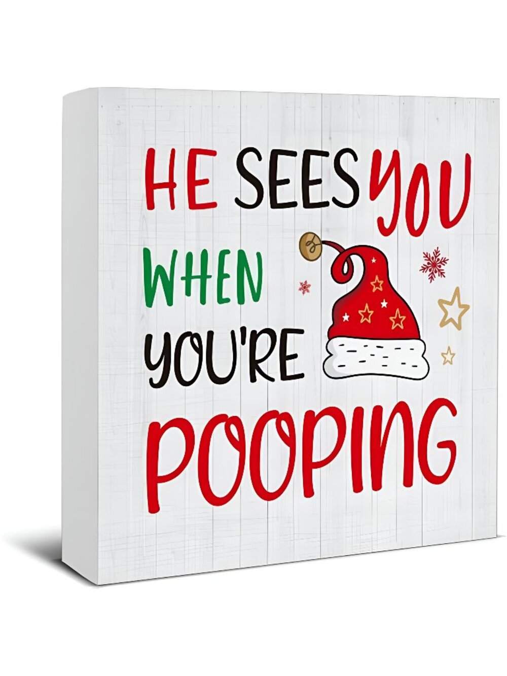 Christmas Bathroom Decorations - Funny Christmas Decor, He Sees You When You're